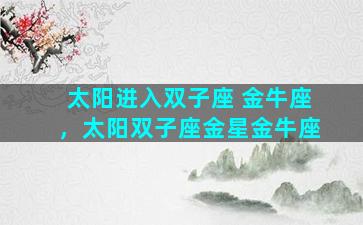 太阳进入双子座 金牛座，太阳双子座金星金牛座